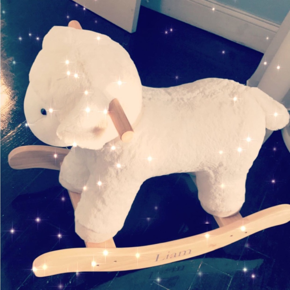 Lamb Critter Rocker with personalized Liam name